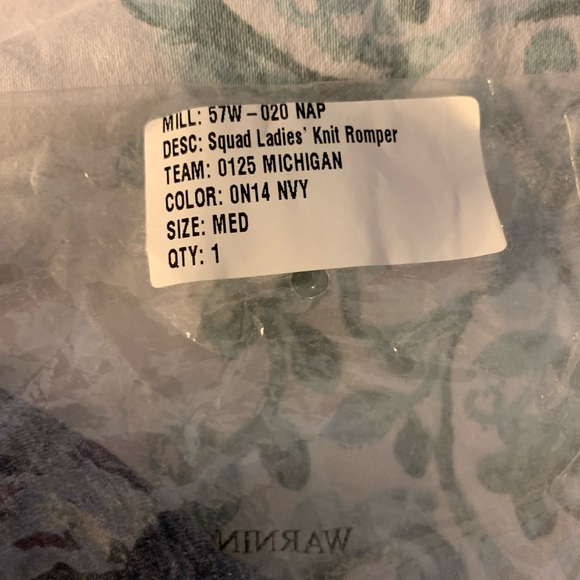 NWT University of Michigan heather navy blue romper size M - Picture 6 of 7